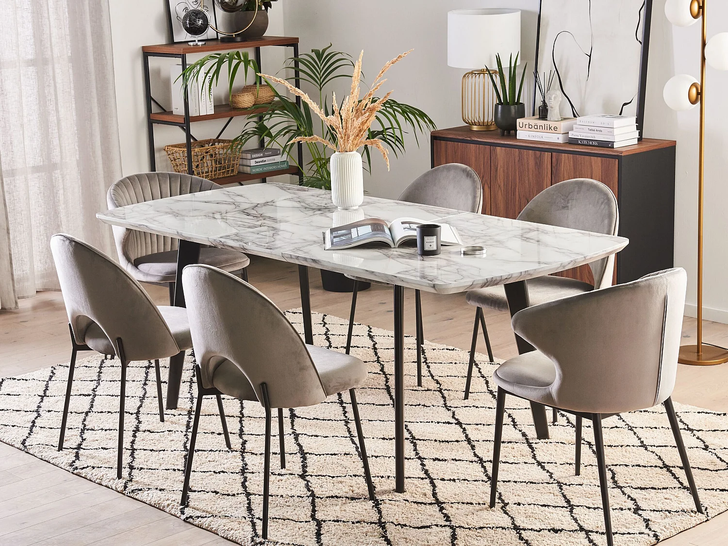 Eettafel uitschuifbaar MOSBY Zwart/wit 160/200 cm 90 cm