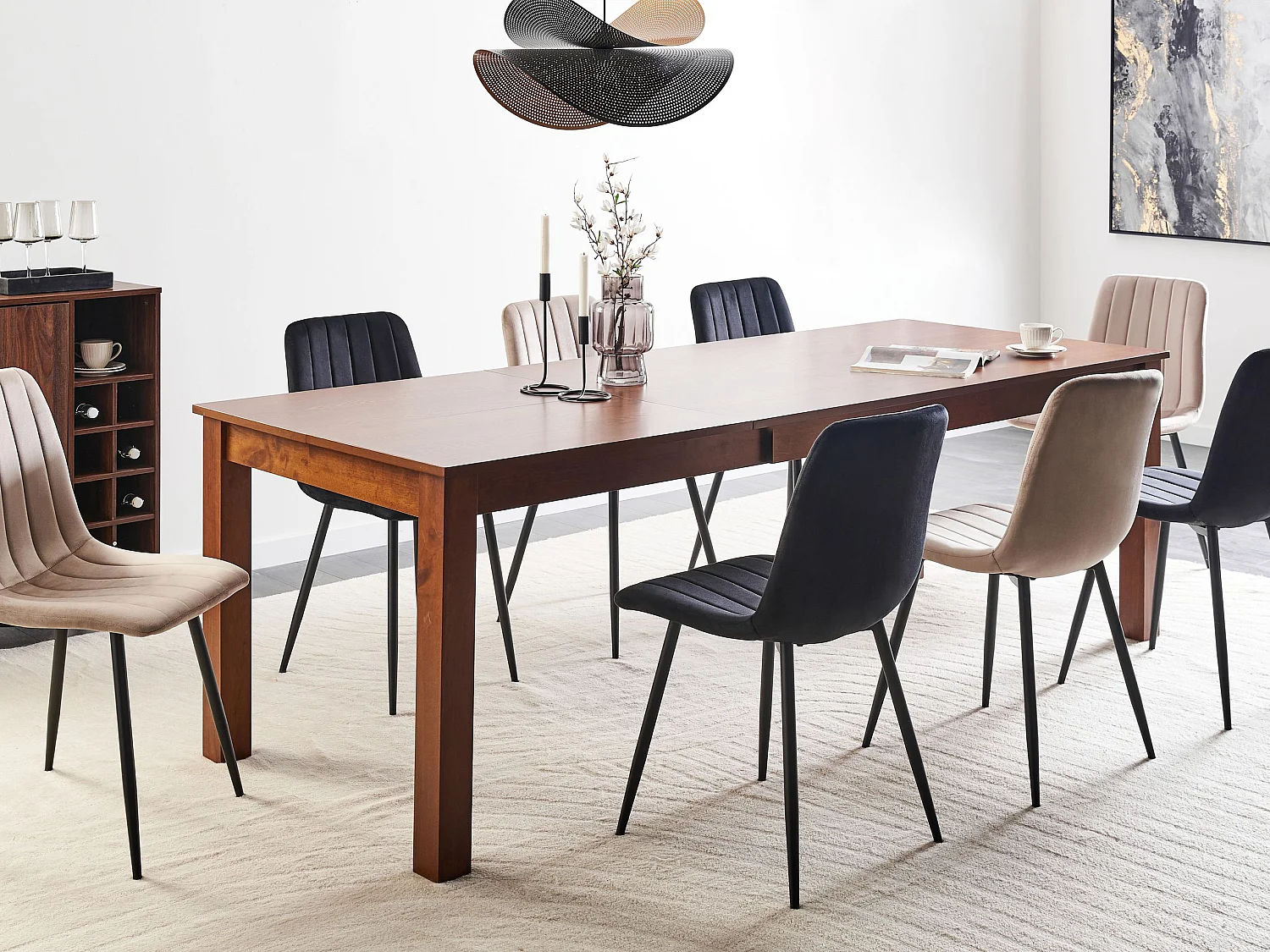 Eettafel uitschuifbaar MADURA Donker essenhout 160/240 cm 90 cm
