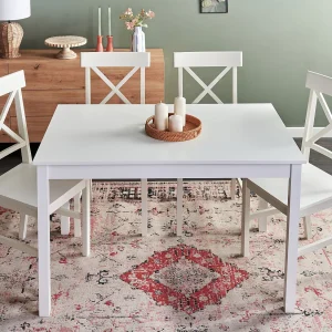 Eettafel BARLEE Wit 120 cm 75 cm Populierhout Eettafel BARLEE Wit 120 cm 75 cm Populierhout