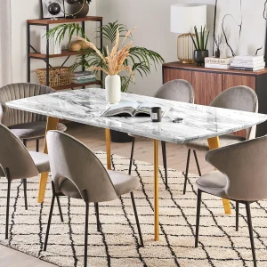 Eettafel uitschuifbaar MOSBY Wit/goud 160/200 cm 90 cm Eettafel uitschuifbaar MOSBY Wit/goud 160/200 cm 90 cm