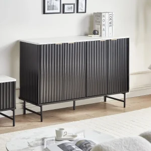 Dressoir met 4 deuren GLASTONBURY Marmer/zwart Dressoir met 4 deuren GLASTONBURY Marmer/zwart