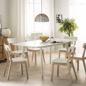 Eettafel uitschuifbaar SANFORD Wit 120/160 cm 80 cm Eettafel uitschuifbaar SANFORD Wit 120/160 cm 80 cm