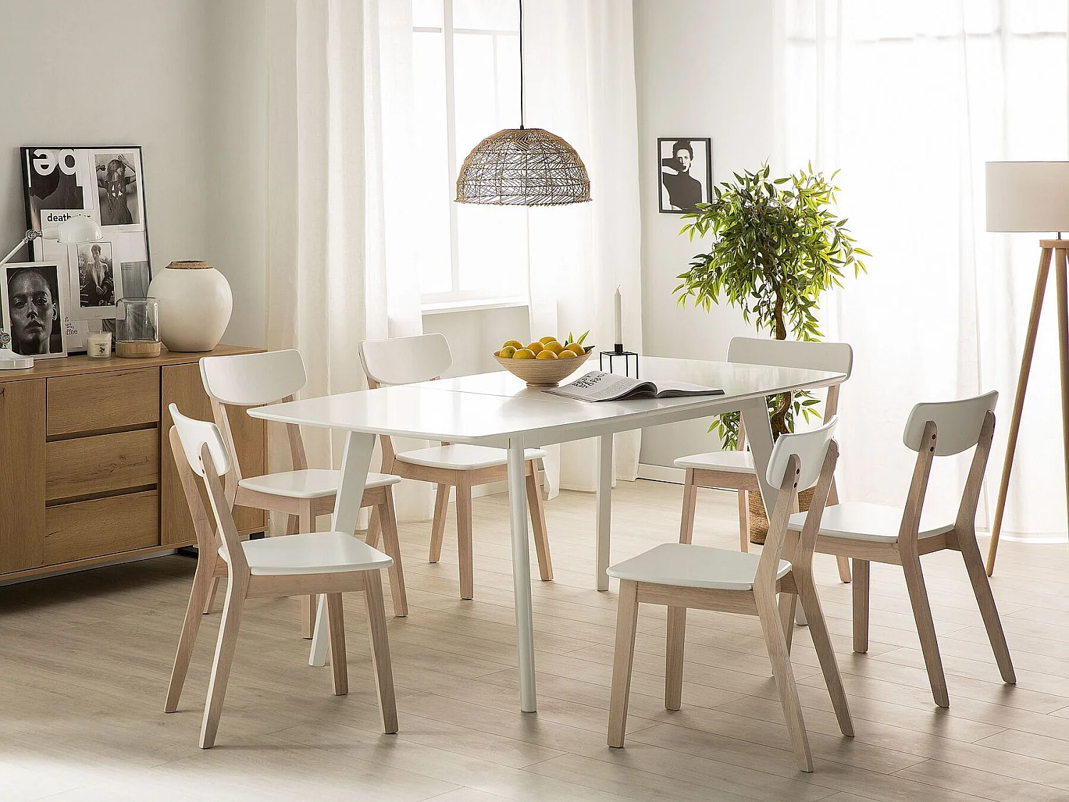 Eettafel uitschuifbaar SANFORD Wit 120/160 cm 80 cm