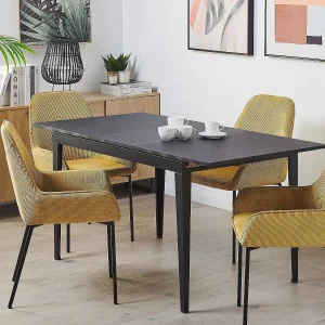Eettafel uitschuifbaar NORLEY Zwart 120/160 cm 80 cm Eettafel uitschuifbaar NORLEY Zwart 120/160 cm 80 cm