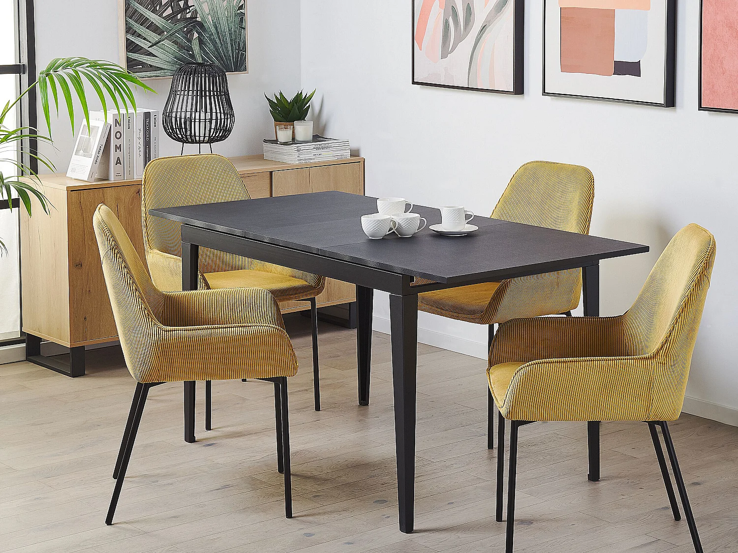 Eettafel uitschuifbaar NORLEY Zwart 120/160 cm 80 cm