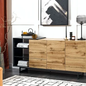 Dressoir met 2 deuren FIORA Bruin/zwart Dressoir met 2 deuren FIORA Bruin/zwart