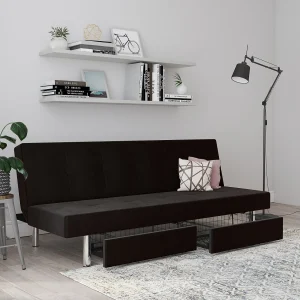 Erica | Futon met opbergruimte in antraciet microvezel