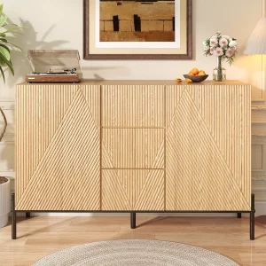 Dressoir met 2 deuren en 3 lades voor de woon-/eetkamer – Houtkleur Dressoir met 2 deuren en 3 lades voor de woon-/eetkamer – Houtkleur