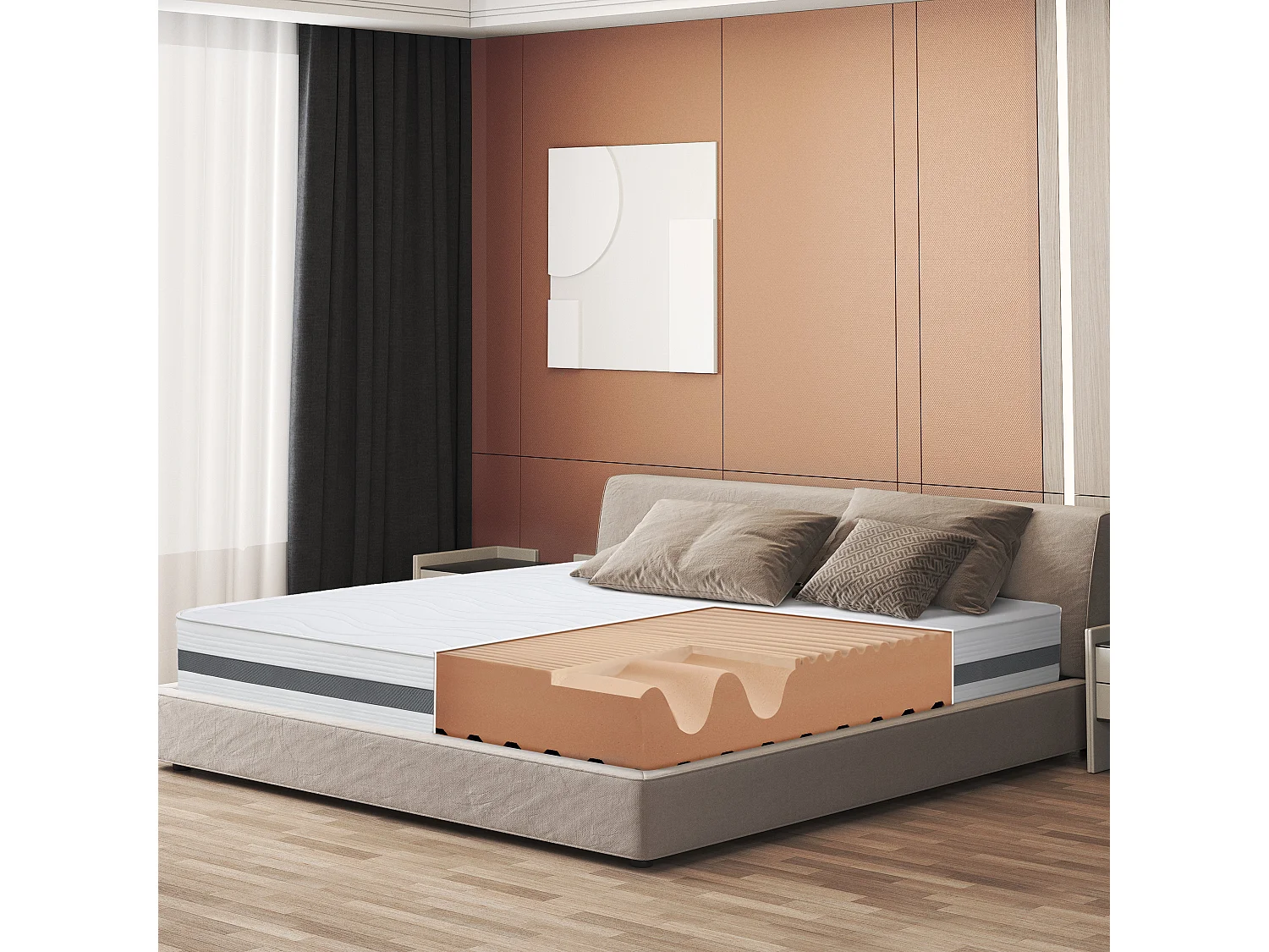 Eenpersoons Matras 75x190 Memory Orthopedisch, antibacterieel, mijtwerend, anti-allergisch | Hoogte 25 cm | Made in Italy