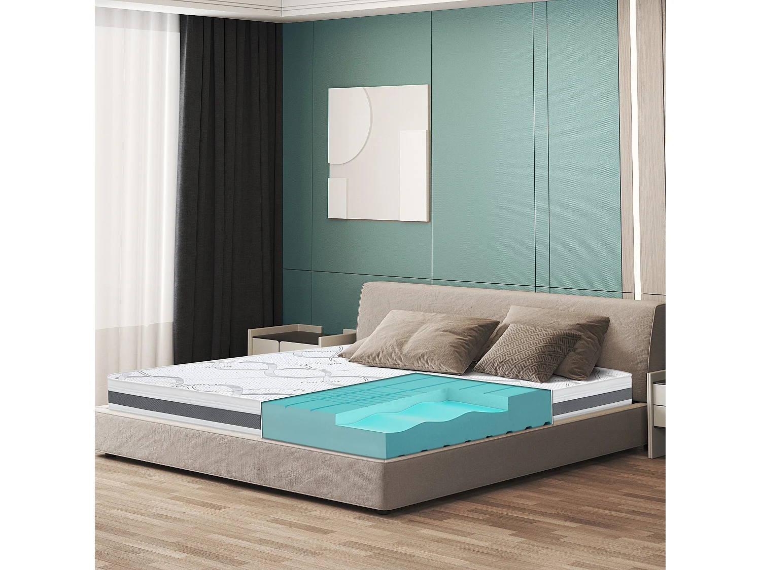 Dubbel matras 150 x 200 Memory Orthopedisch | Premium Quality | Hoogte 16 cm | Made in Italy