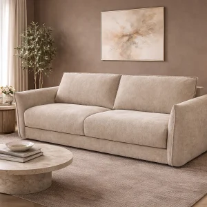 Vierzitsslaapbank express in beige getextureerde stof – Slaapoppervlak 160 cm GABRIZA Vierzitsslaapbank express in beige getextureerde stof – Slaapoppervlak 160 cm GABRIZA