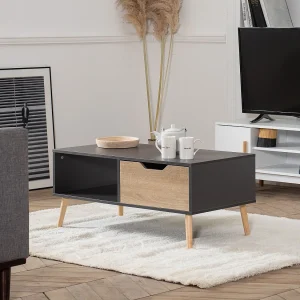 FREJA salontafel in grijze scandinavische stijl met lade FREJA salontafel in grijze scandinavische stijl met lade
