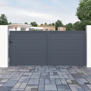 Gemotoriseerde schuifpoort van aluminium NAZARIO antraciet – L374 x 165 cm – Koop nu online Gemotoriseerde schuifpoort van aluminium NAZARIO antraciet – L374 x 165 cm – Koop nu online