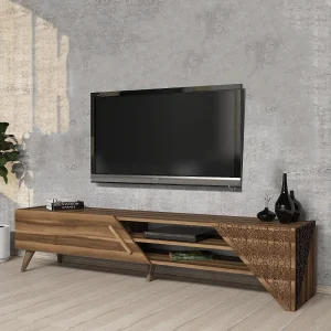 Elegante tv-standaard – 180 cm x 37 cm x 40 cm – walnoot – melamine gecoate spaanplaat Elegante tv-standaard – 180 cm x 37 cm x 40 cm – walnoot – melamine gecoate spaanplaat