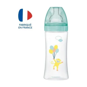 Fles Sensation+ 330 ml anti-krampjes +6 maanden met platte speen, snelle doorstroming, multicolor
