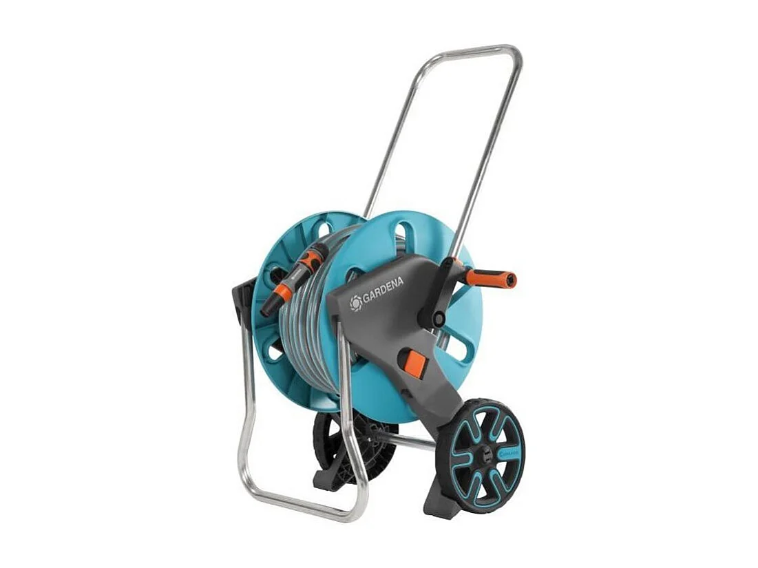 GARDENA CleverRoll M slanghaspel met complete set 25m, Aquastop druppelstop aansluiting, ergonomische telescopische handgreep, vorst- en UV-bestendig