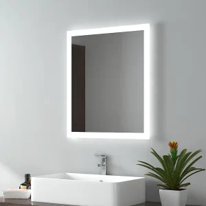 EMKE Badkamerspiegel LED 60x50cm anti-condens dubbele verlichting