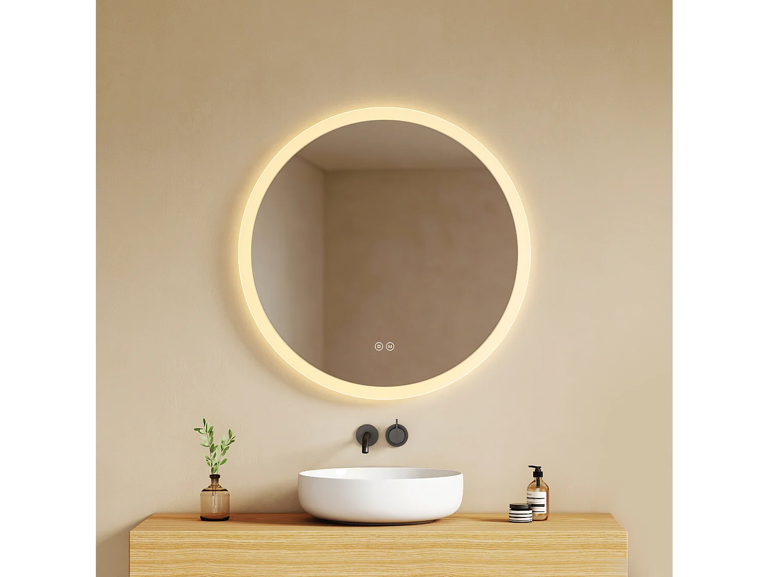 EMKE Ronde LED badkamerspiegel met anti-condens 70 cm