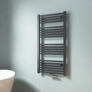 EMKE Handdoekradiator warm water antraciet 100 x 50 cm 427W midden en zijaansluiting EMKE Handdoekradiator warm water antraciet 100 x 50 cm 427W midden en zijaansluiting