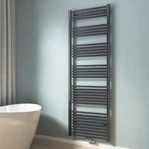EMKE Handdoekradiator warm water antraciet 180 x 60 cm 860W midden en zijaansluiting EMKE Handdoekradiator warm water antraciet 180 x 60 cm 860W midden en zijaansluiting
