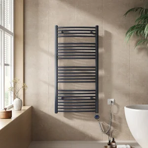 EMKE Elektrische handdoekradiator antraciet WiFi 120x60cm 600W IP44 thermostaat Tuya app smart life home