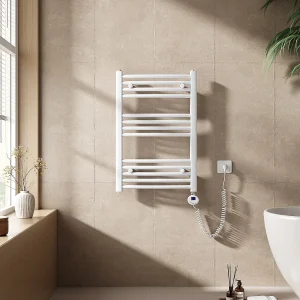 EMKE Elektrische handdoekradiator wit WiFi 75x50cm 300W IP44 thermostaat Tuya app smart life home
