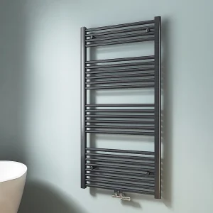EMKE Handdoekradiator warm water antraciet 120 x 60 cm 598W midden en zijaansluiting EMKE Handdoekradiator warm water antraciet 120 x 60 cm 598W midden en zijaansluiting