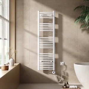 EMKE Elektrische handdoekradiator wit WiFi 140x40cm 500W IP44 thermostaat Tuya app smart life home