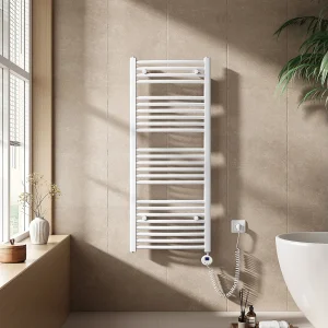 EMKE Elektrische handdoekradiator wit WiFi 120x40cm 500W IP44 thermostaat Tuya app smart life home