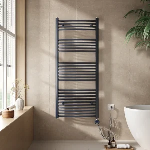 EMKE Elektrische handdoekradiator antraciet WiFi 140x60cm 600W IP44 thermostaat Tuya app smart life home