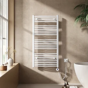 EMKE Elektrische handdoekradiator wit WiFi 120x60cm 600W IP44 thermostaat Tuya app smart life home