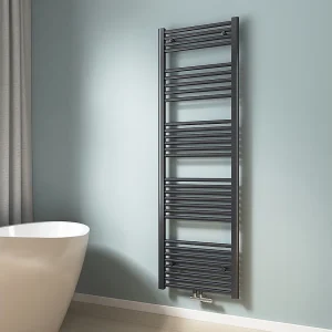 EMKE Handdoekradiator warm water antraciet 160 x 50 cm 654W midden en zijaansluiting EMKE Handdoekradiator warm water antraciet 160 x 50 cm 654W midden en zijaansluiting