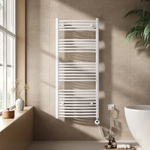 EMKE Elektrische handdoekradiator wit WiFi 140x60cm 600W IP44 thermostaat Tuya app smart life home
