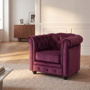 Fauteuil van CHESTERFIELD – Fluweel paars Fauteuil van CHESTERFIELD – Fluweel paars