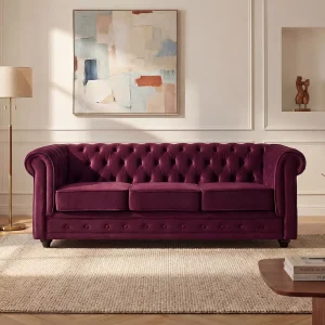 Driezitsbank CHESTERFIELD – Fluweel paars