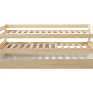 Drievoudig uitschuifbed hout wit gewassen 90×200 cm