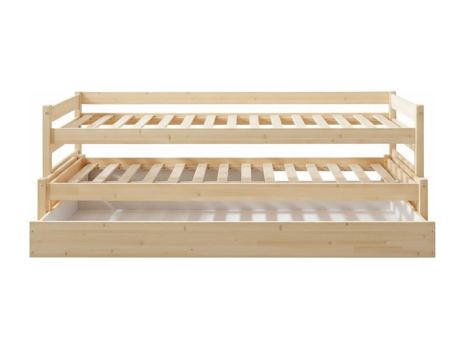 Drievoudig uitschuifbed hout wit gewassen 90x200 cm