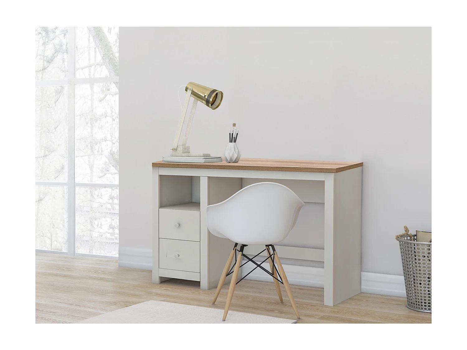 Emerald Bureau 2 Deuren Eiken Crème
