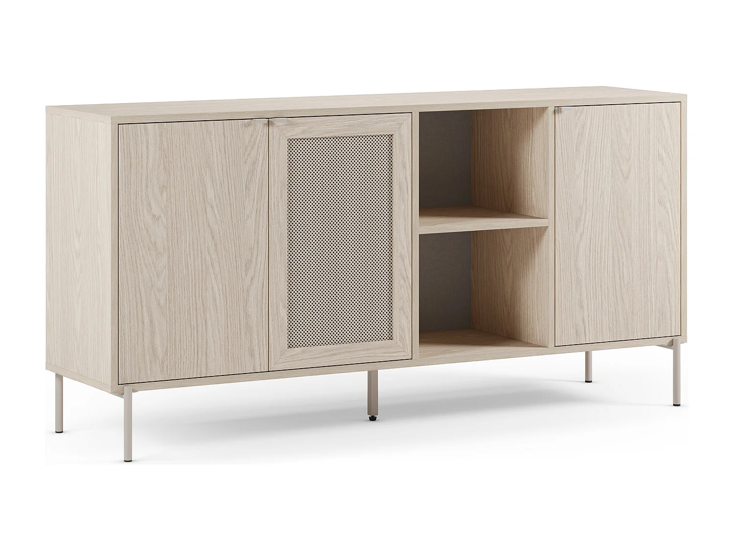 Dresserkast met 3 deuren en metalen poten, 164 x 80 cm