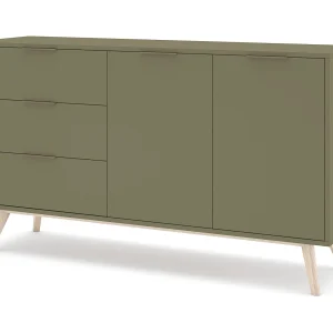Dressoir met pinnen, 2 deuren, 3 lades, 140 x 81 cm