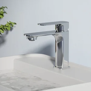 EMKE wastafelkraan badkamer mengkraan messing keramisch binnenwerk chroom 166 x 152 mm EMKE wastafelkraan badkamer mengkraan messing keramisch binnenwerk chroom 166 x 152 mm