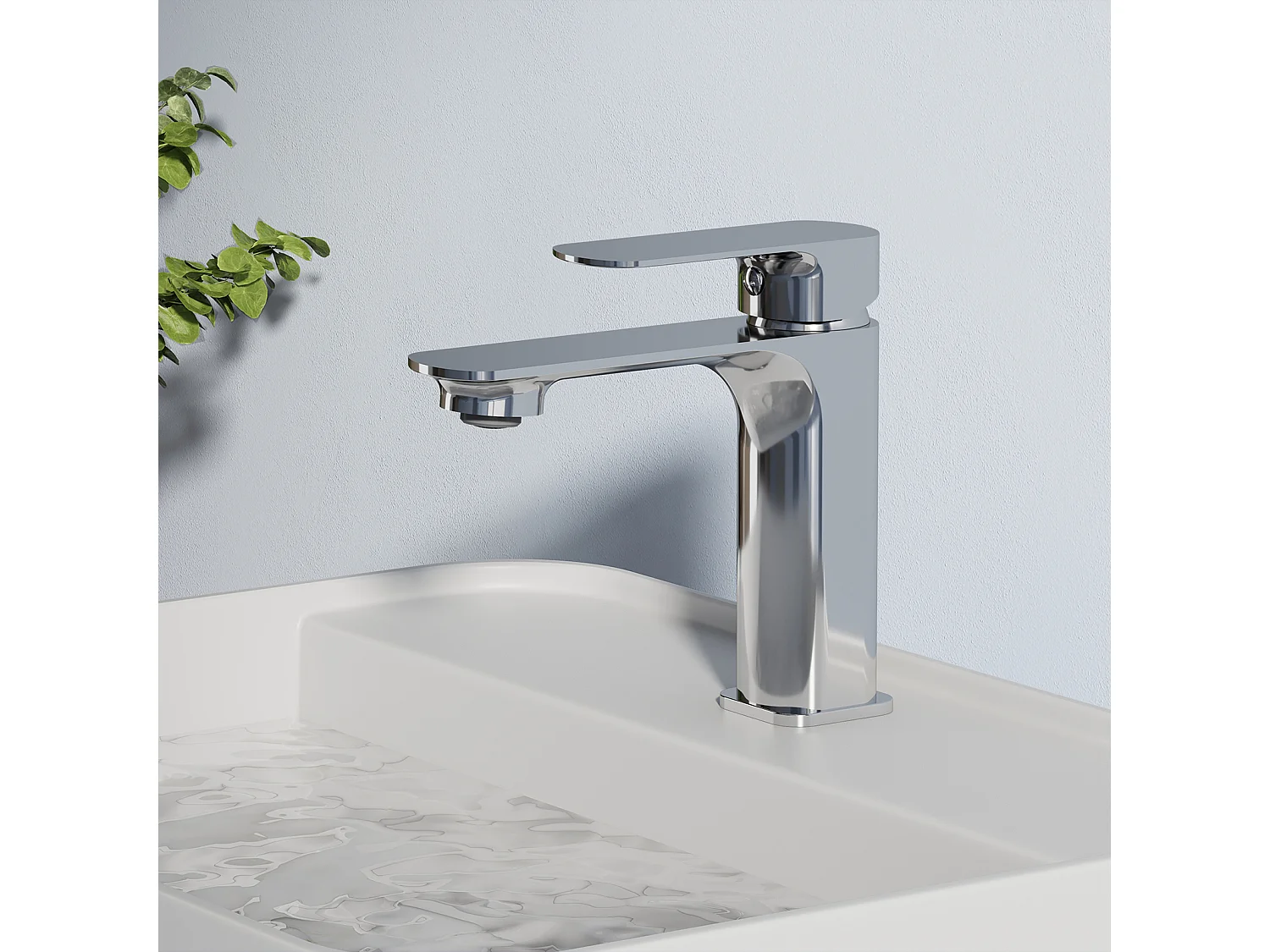 EMKE wastafelkraan badkamer mengkraan messing keramisch binnenwerk chroom 166 x 152 mm
