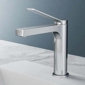 EMKE wastafelkraan badkamer mengkraan messing keramisch binnenwerk chroom H.19,5 cm EMKE wastafelkraan badkamer mengkraan messing keramisch binnenwerk chroom H.19,5 cm