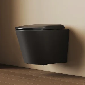 EMKE Wandtoilet van Keramiek, Mat Zwart, Randloos, Dubbele Spoelfunctie, Verwijderbare Soft-Close Toiletbril, 360x365x490 mm EMKE Wandtoilet van Keramiek, Mat Zwart, Randloos, Dubbele Spoelfunctie, Verwijderbare Soft-Close Toiletbril, 360x365x490 mm