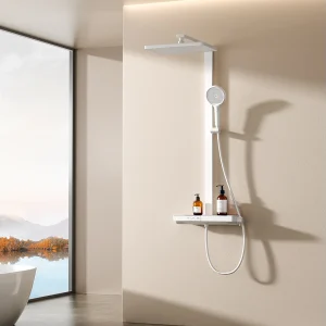 EMKE Thermostatische Doucheset Wit Regendouche 36x24cm & Handdouche 4 Standen met Planchet