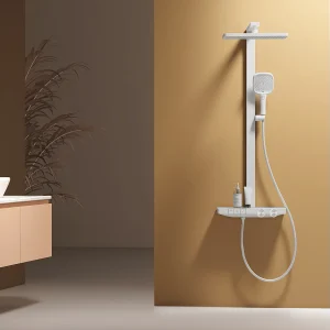 EMKE Thermostatische Doucheset Sedal-cartouche Glazen Planchet Regendouche 36x24cm Handdouche 4 Standen Wit