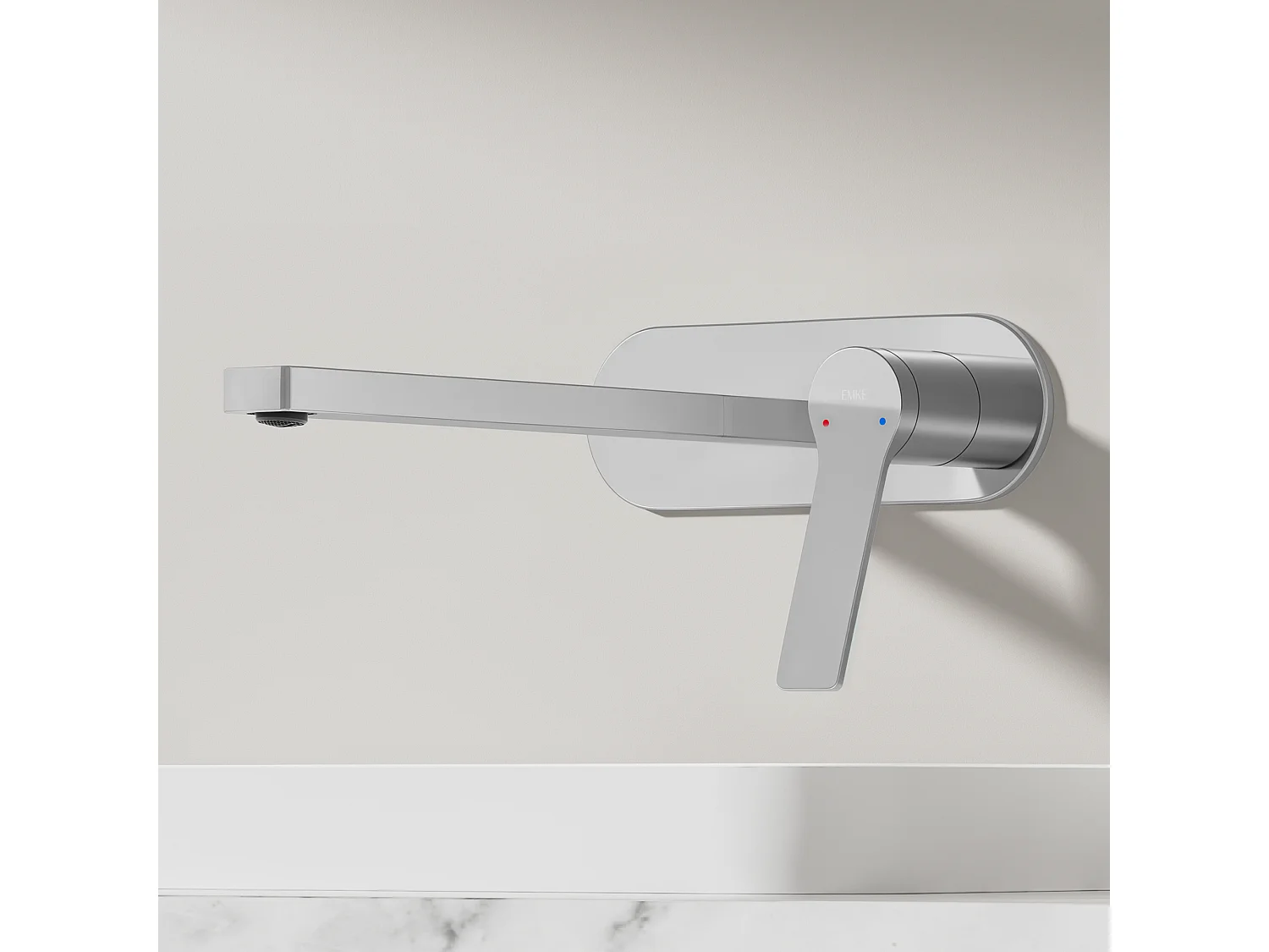 EMKE inbouw wastafelkraan wandkraan mengkraan messing keramisch binnenwerk chroom L.21 cm
