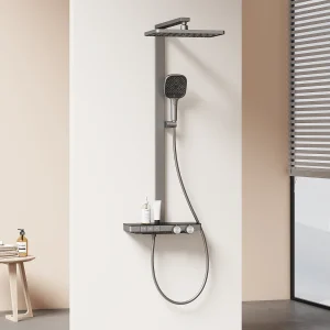EMKE Thermostatische Doucheset Sedal-cartouche Glazen Planchet Regendouche 36x24cm Handdouche 4 Standen Antraciet