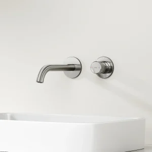 EMKE inbouw wastafelkraan 2-gats wandkraan mengkraan messing keramisch binnenwerk antraciet L.18 cm EMKE inbouw wastafelkraan 2-gats wandkraan mengkraan messing keramisch binnenwerk antraciet L.18 cm