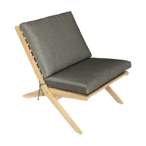 FARO opvouwbare fauteuil in acacia en grijze kussens